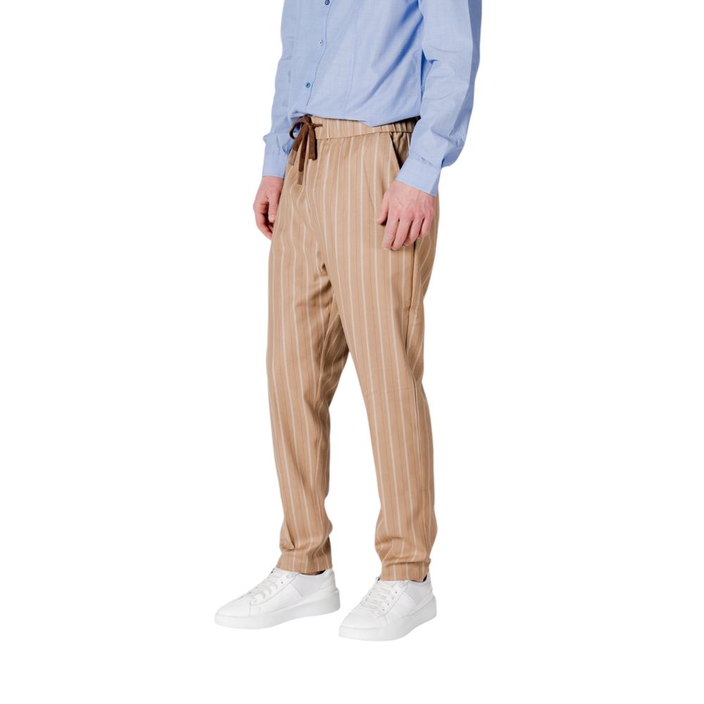 Gianni Lupo Beige Polyester Casual Pants