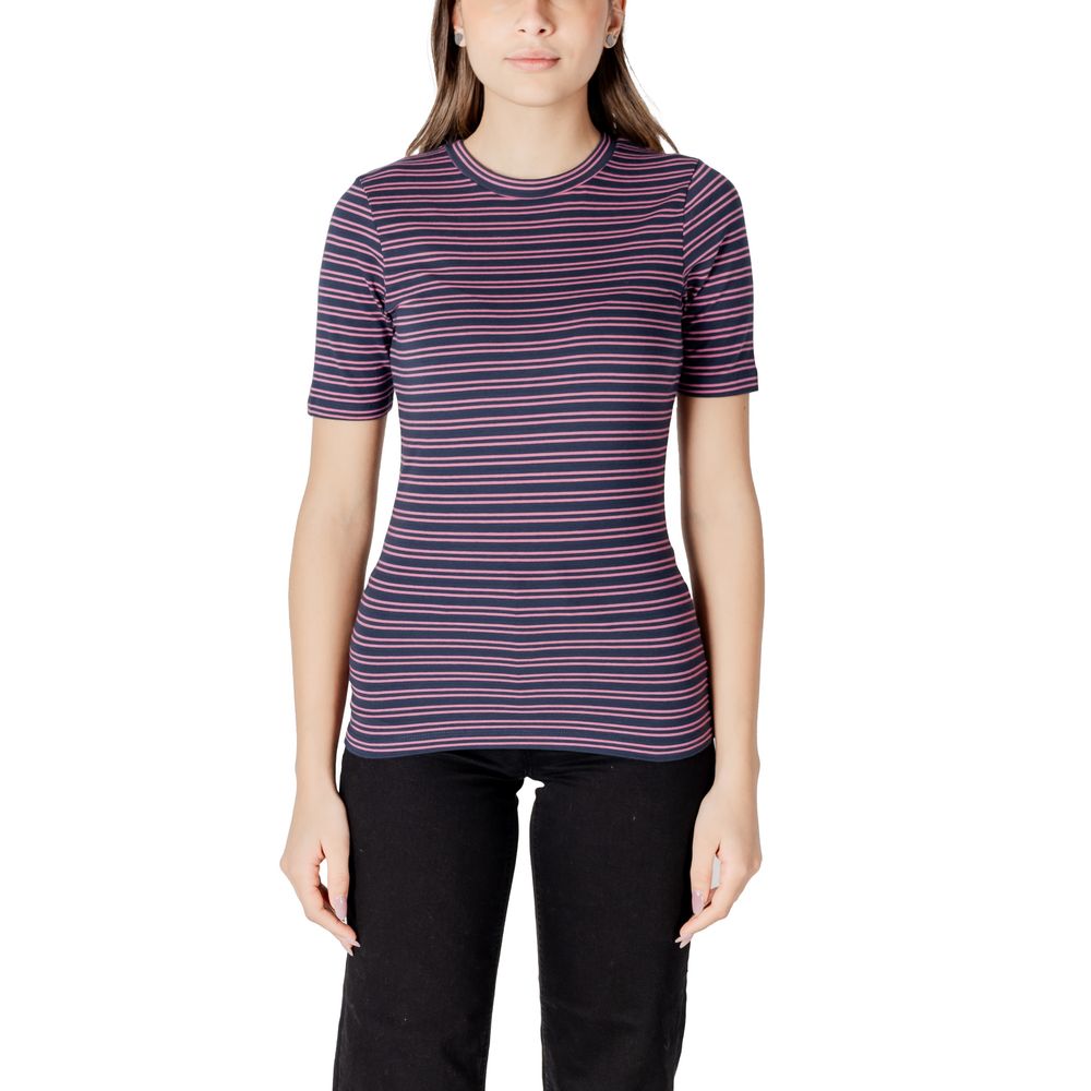 ICHI Bicolor Cotton T-Shirt for Women