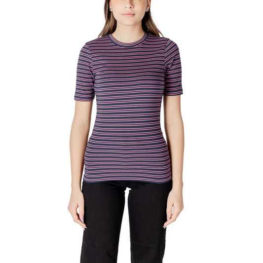 ICHI Bicolor Cotton T-Shirt for Women