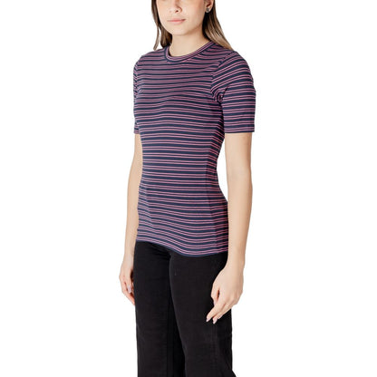 ICHI Bicolor Cotton T-Shirt for Women