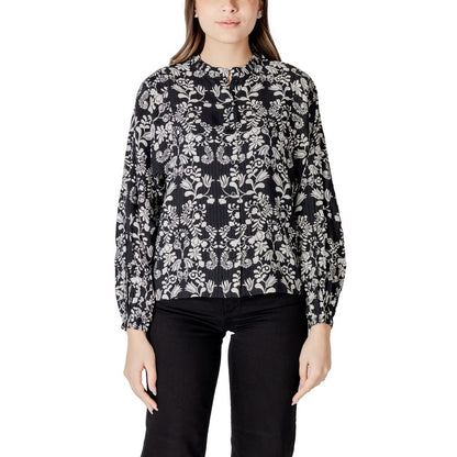 ICHI Black Viscose Blouse - Elegant Versatility for Every Occasion