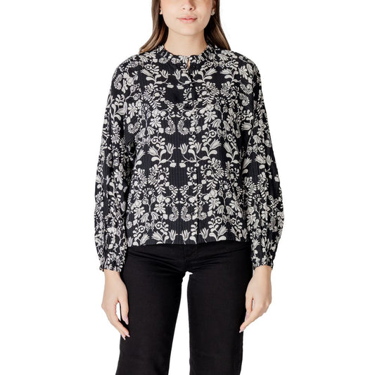 ICHI Black Viscose Blouse - Elegant Versatility for Every Occasion