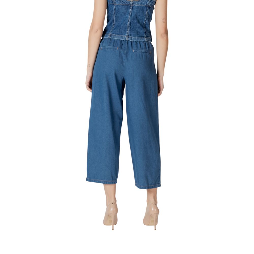 ICHI Blue Cotton Slouchy Balloon Jeans for Women