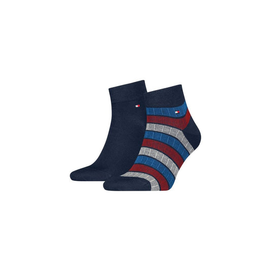 Tommy Hilfiger TH MEN QUARTER 2P ONE ROW Blue Cotton Socks