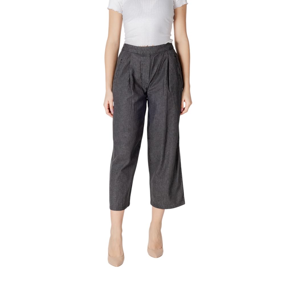 ICHI Black Cotton Slouchy Balloon Jeans for Women