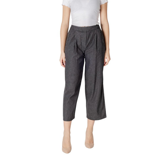 ICHI Black Cotton Slouchy Balloon Jeans for Women