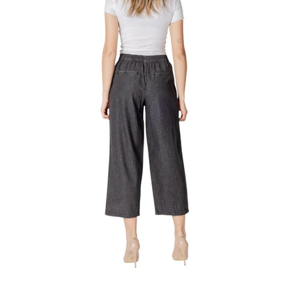 ICHI Black Cotton Slouchy Balloon Jeans for Women