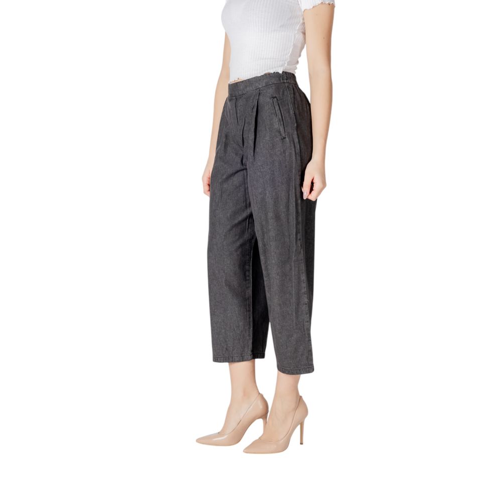 ICHI Black Cotton Slouchy Balloon Jeans for Women