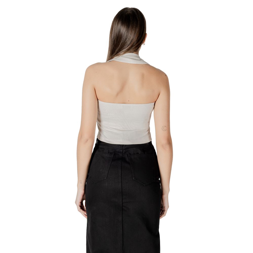Calvin Klein Jeans Beige Polo Collar Halterneck Cotton Top