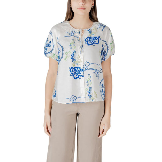 ICHI IHLUCIE White Viscose Shortsleeve Shirt