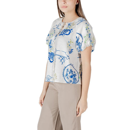 ICHI IHLUCIE White Viscose Shortsleeve Shirt