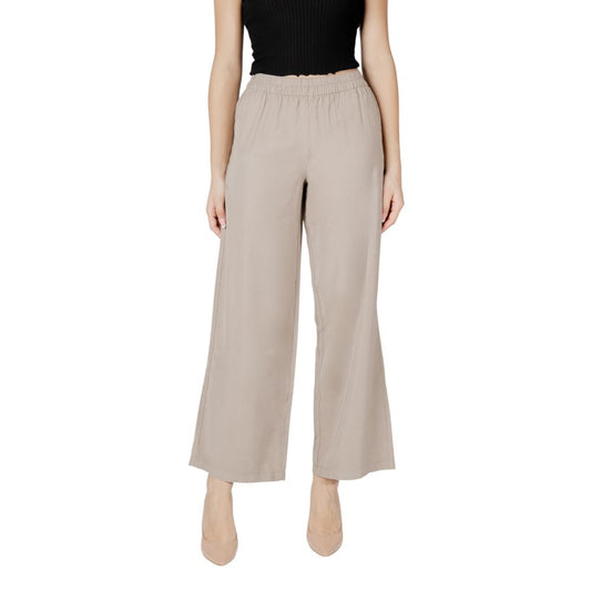 Only Beige Viscose Pant - ONLARIS LIFE HW PULL-UP PANT