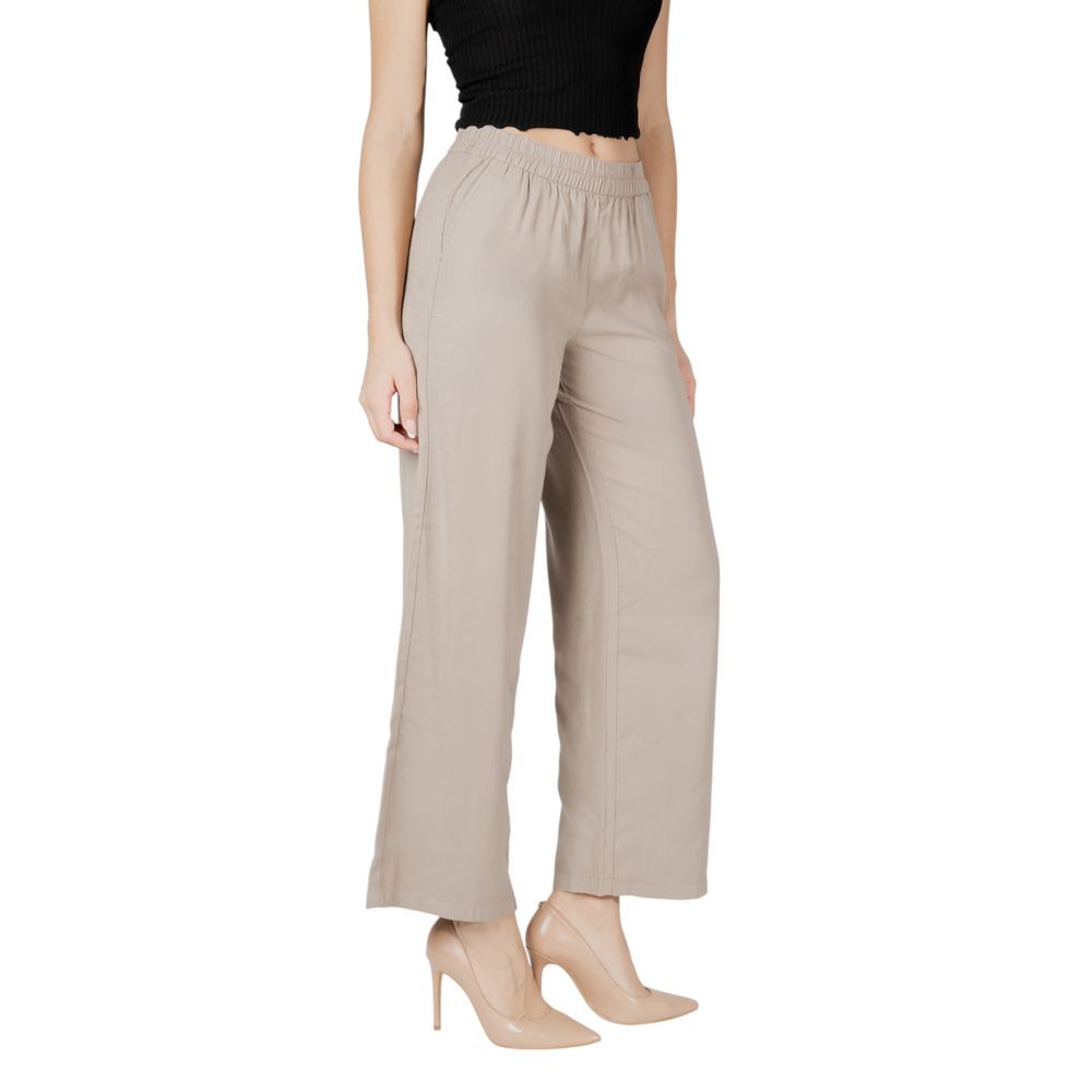 Only Beige Viscose Pant - ONLARIS LIFE HW PULL-UP PANT