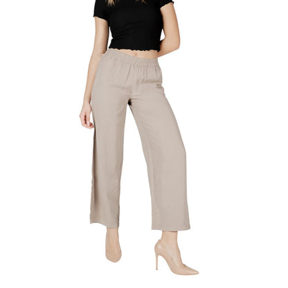 Only Beige Viscose Pant - ONLARIS LIFE HW PULL-UP PANT