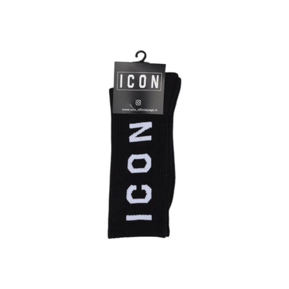 Icon Black Cotton Sock - Stylish Comfort for Every Occasion