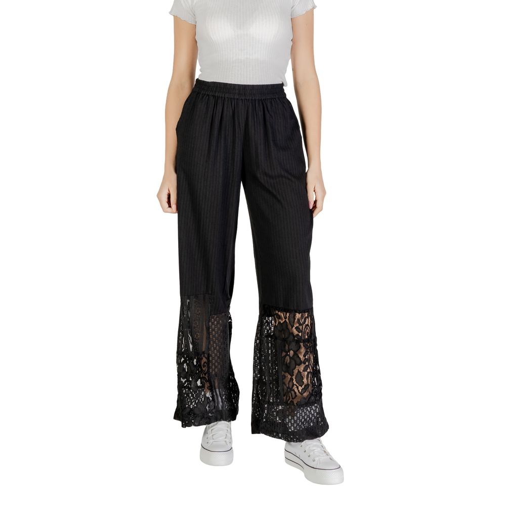 ICHI IHMARILA PA 20122862 Black Cotton Palazzo Pants