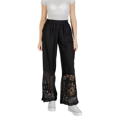 ICHI IHMARILA PA 20122862 Black Cotton Palazzo Pants