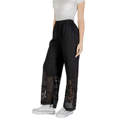 ICHI IHMARILA PA 20122862 Black Cotton Palazzo Pants