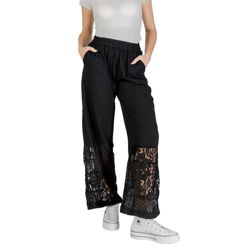ICHI IHMARILA PA 20122862 Black Cotton Palazzo Pants