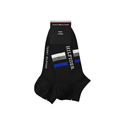 Tommy Hilfiger Black Cotton Sock - SNEAKER 2P HILFIGER TAB