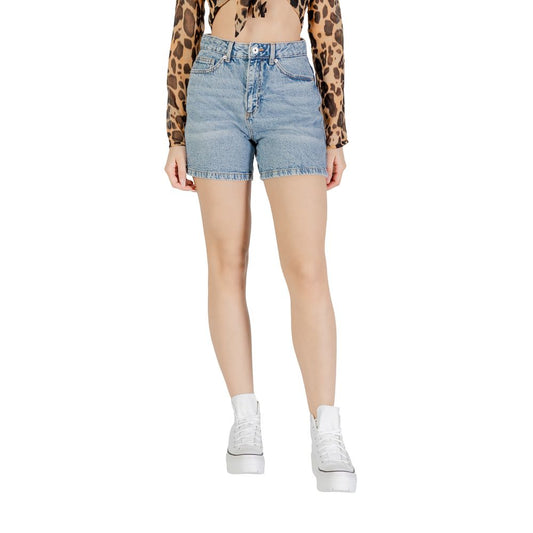 ICHI Light Blue Cotton Shorts for Everyday Elegance