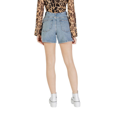 ICHI Light Blue Cotton Shorts for Everyday Elegance