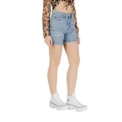 ICHI Light Blue Cotton Shorts for Everyday Elegance