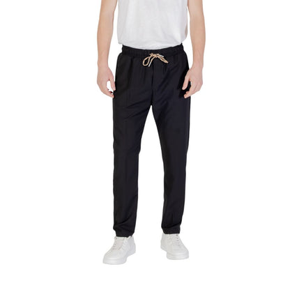 Gianni Lupo Black Polyester Pant – Men's Low Crotch Trousers