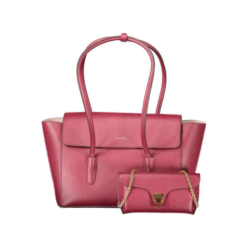 Coccinelle Red Leather Double Beat Bag