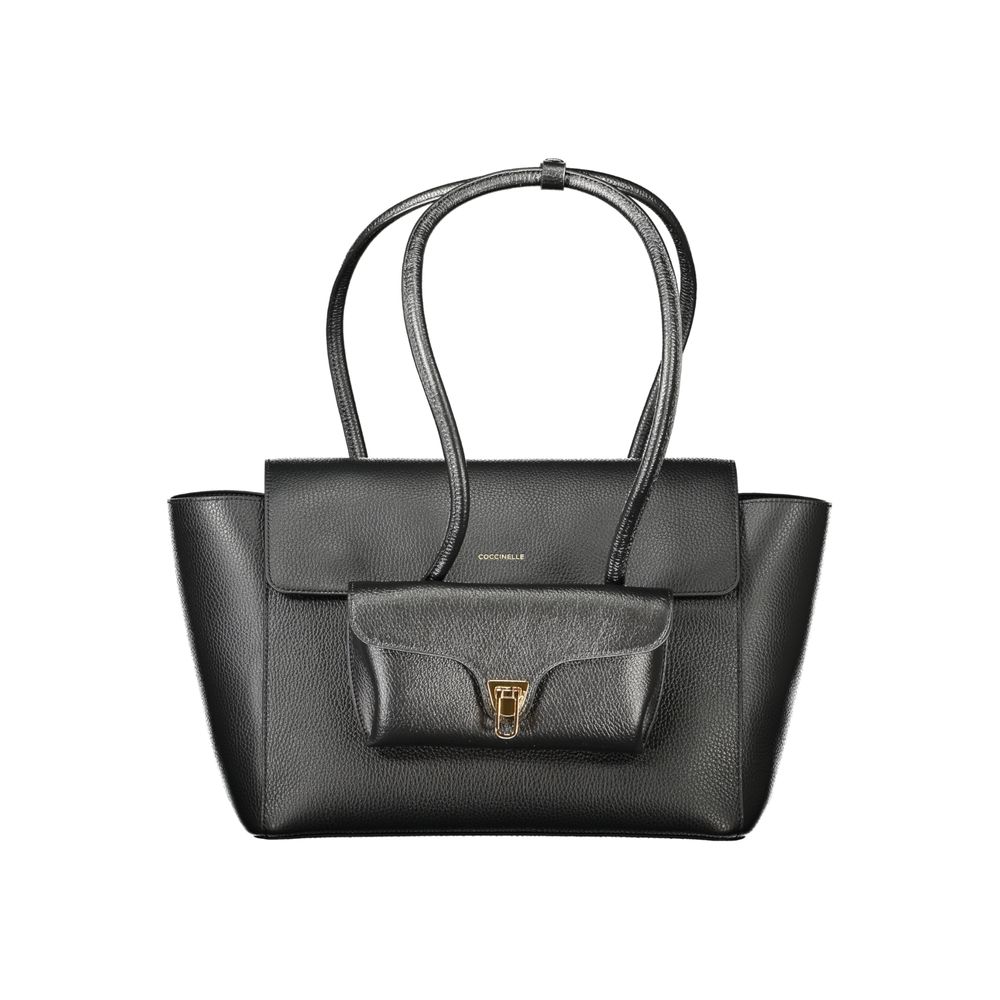 Coccinelle Black Leather Women Handbag - Double Beat Bag