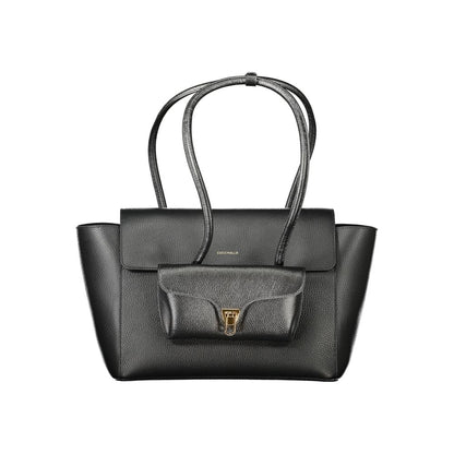 Coccinelle Black Leather Women Handbag - Double Beat Bag