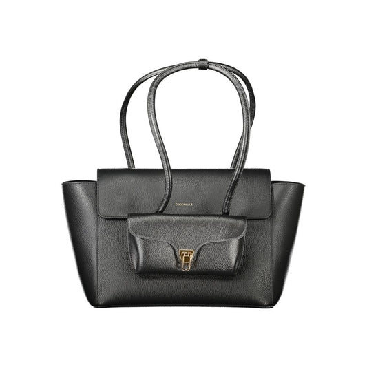 Coccinelle Black Leather Women Handbag - Double Beat Bag