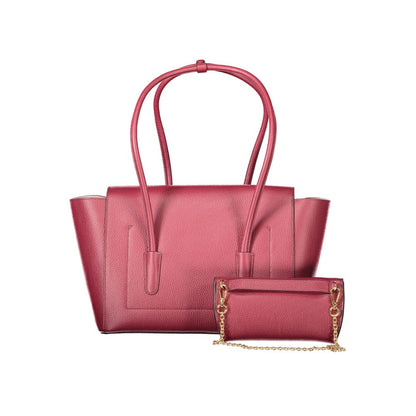 Coccinelle Red Leather Double Beat Bag
