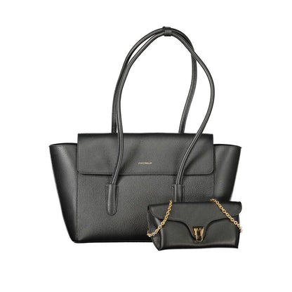 Coccinelle Black Leather Women Handbag - Double Beat Bag