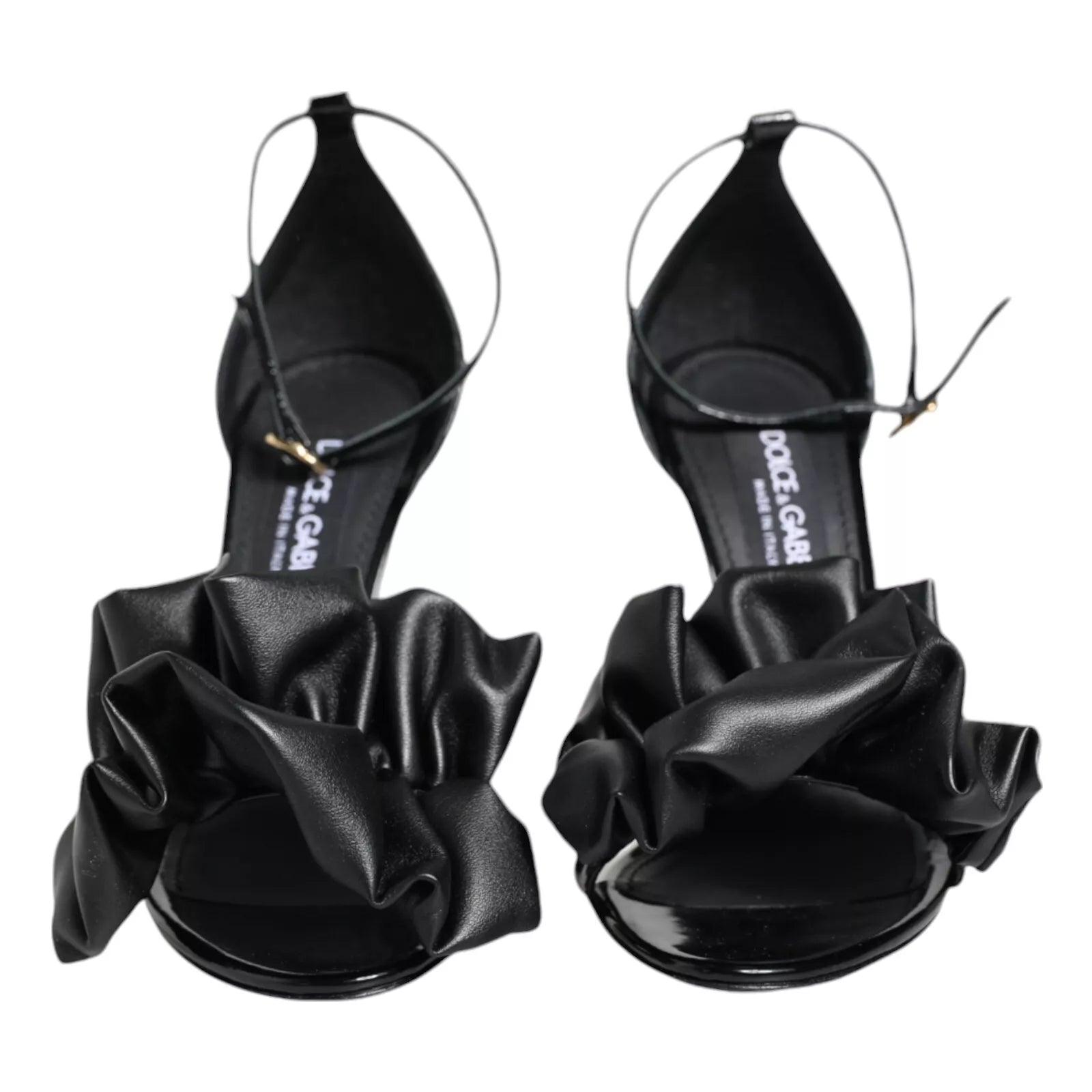 Dolce & Gabbana Black Leather Ankle Strap Heel Sandals
