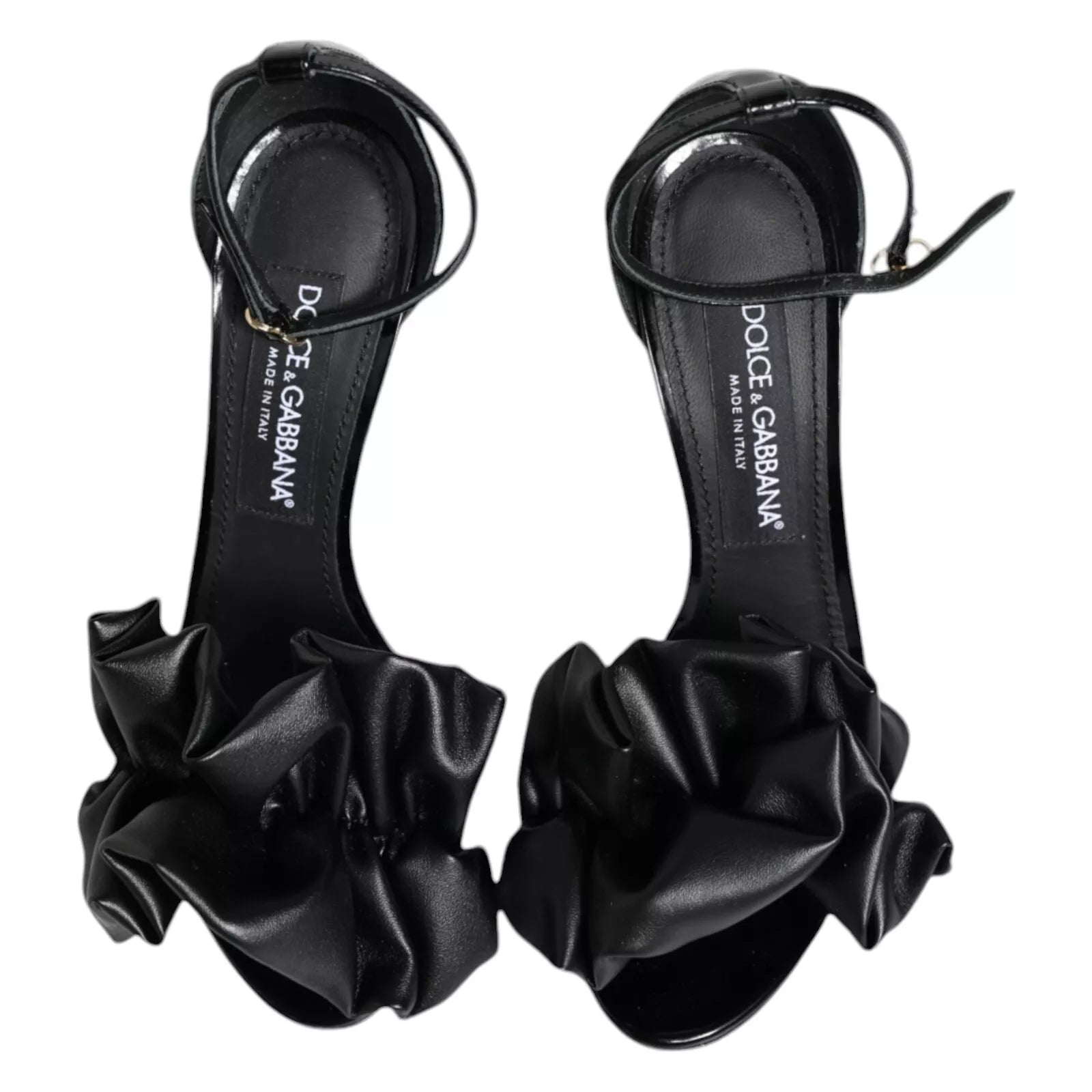 Dolce & Gabbana Black Leather Ankle Strap Heel Sandals