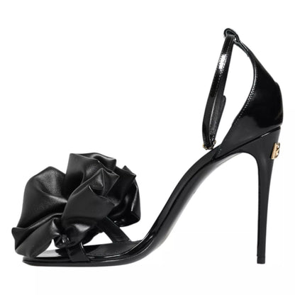 Dolce & Gabbana Black Leather Ankle Strap Heel Sandals