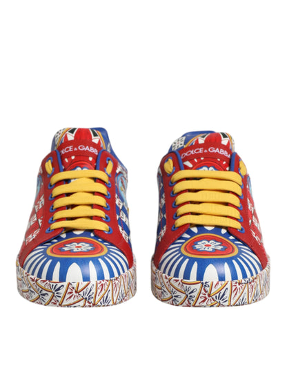 Dolce & Gabbana Portofino Carretto Printed Leather Sneakers