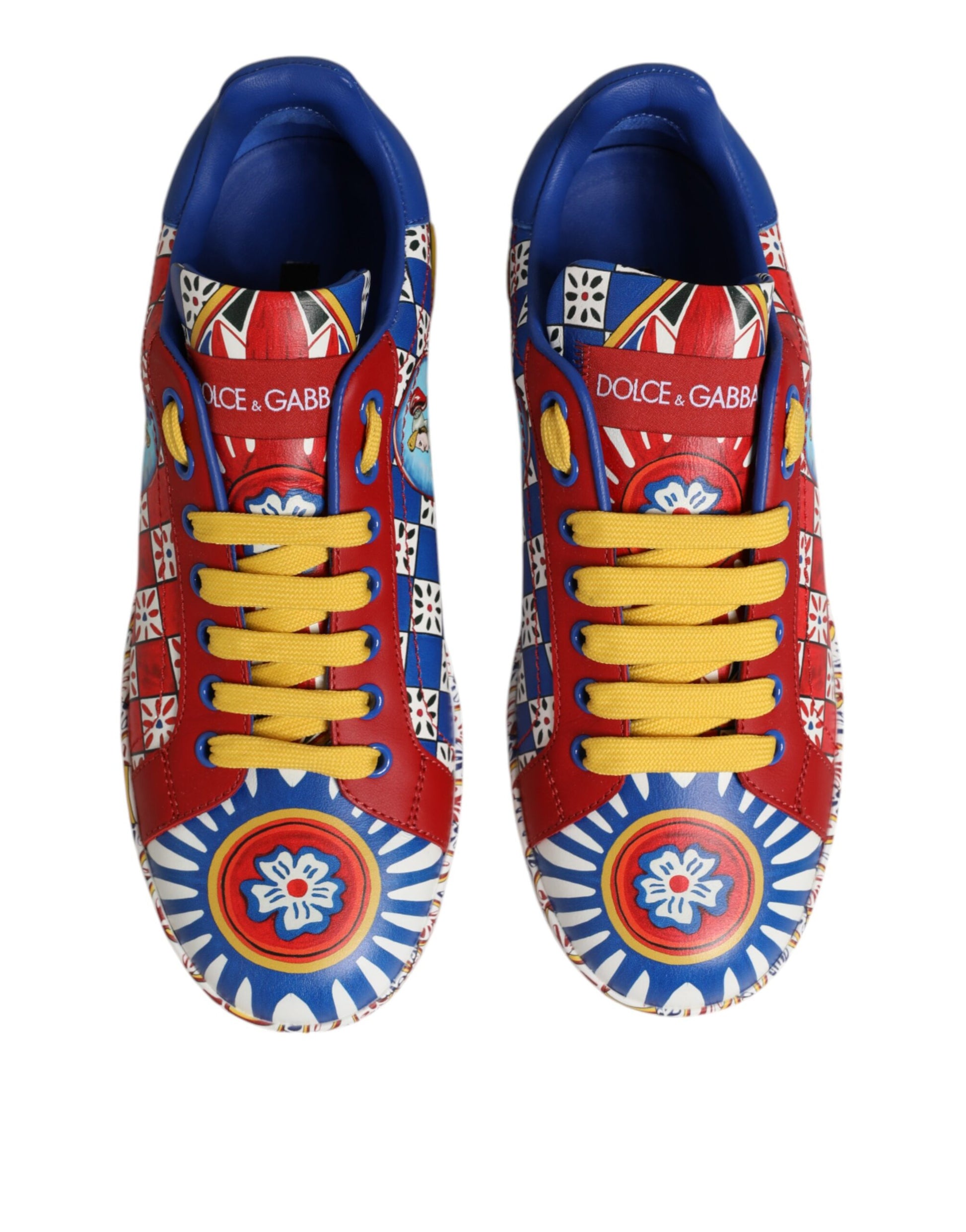 Dolce & Gabbana Portofino Carretto Printed Leather Sneakers