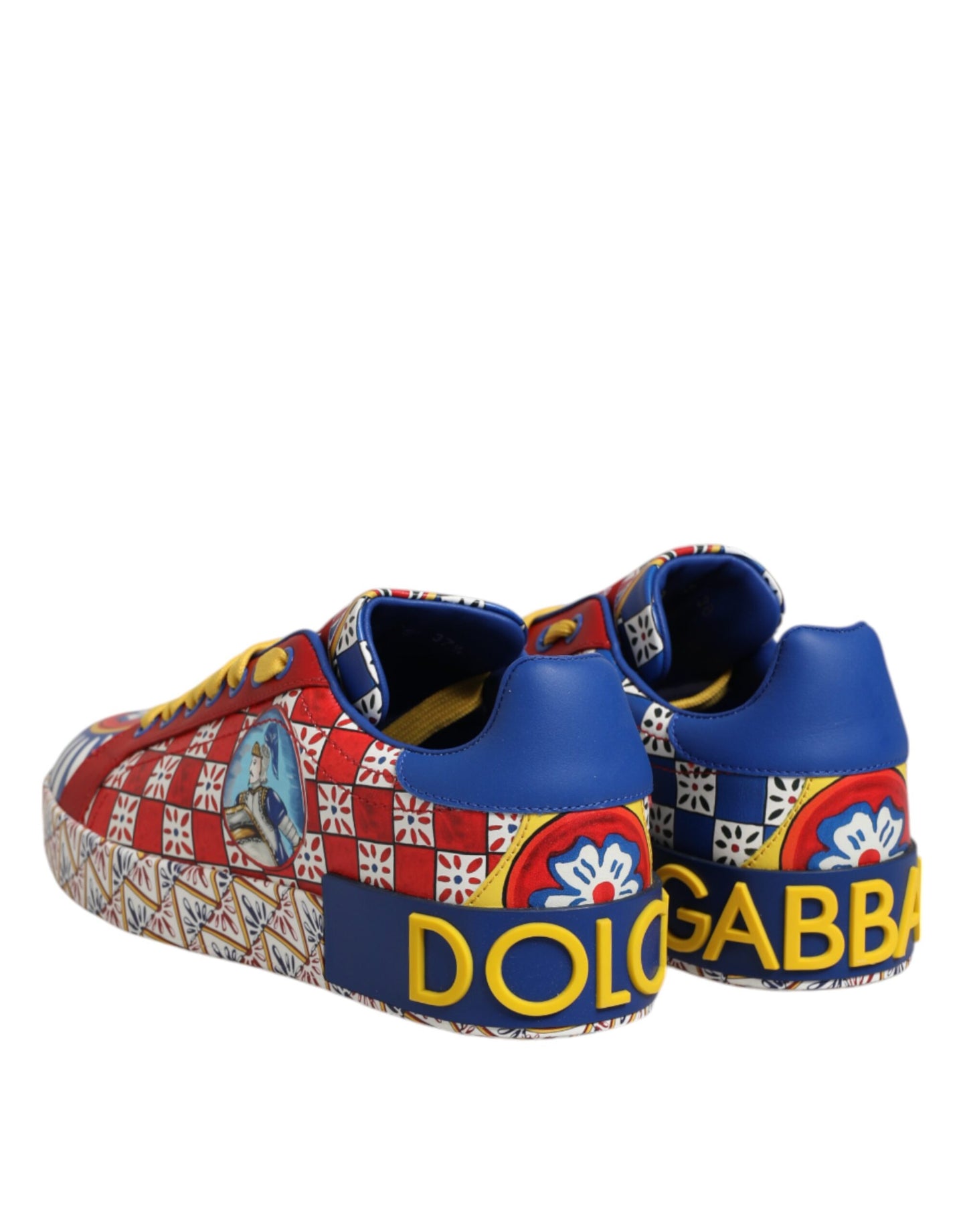 Dolce & Gabbana Portofino Carretto Printed Leather Sneakers