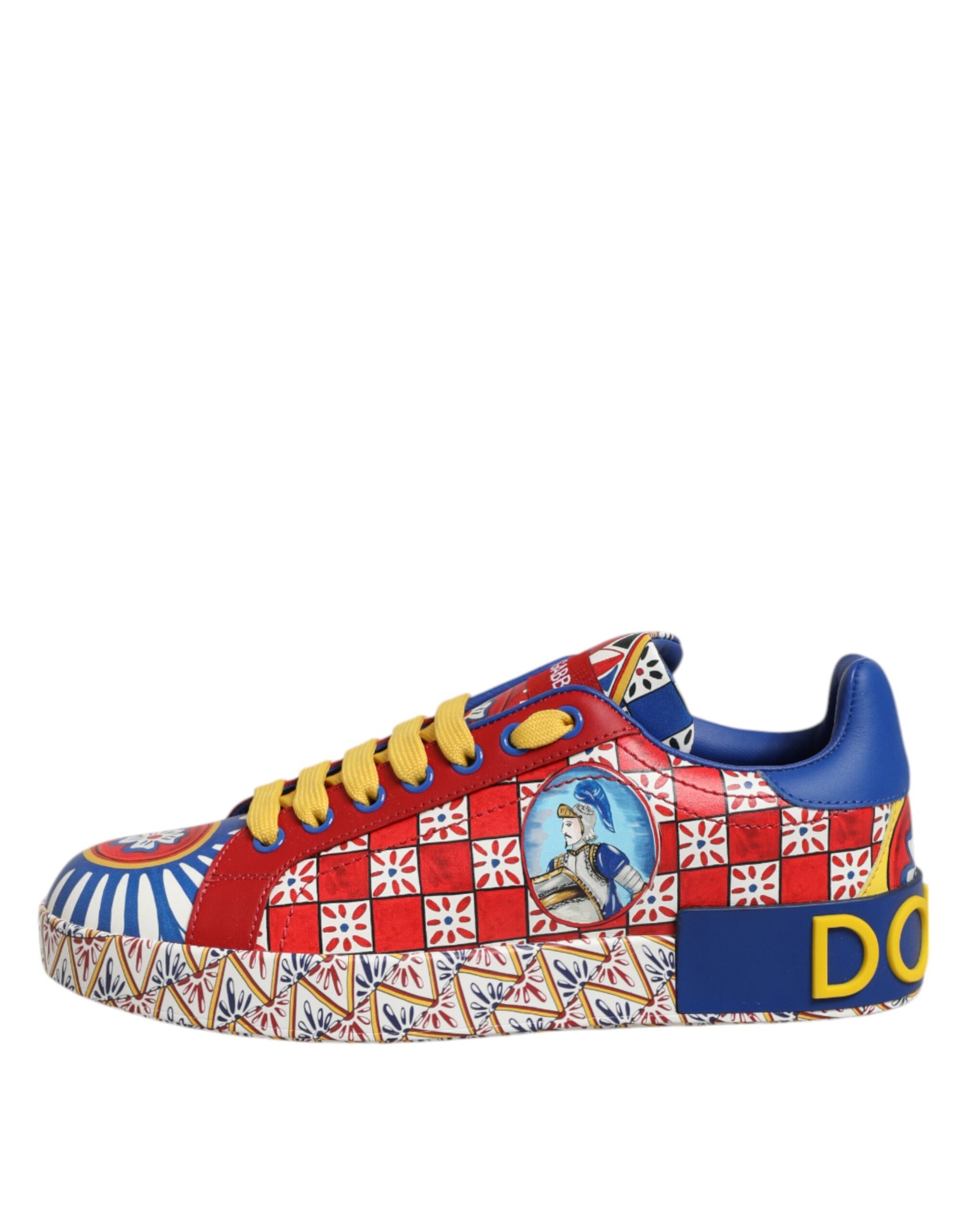 Dolce & Gabbana Portofino Carretto Printed Leather Sneakers
