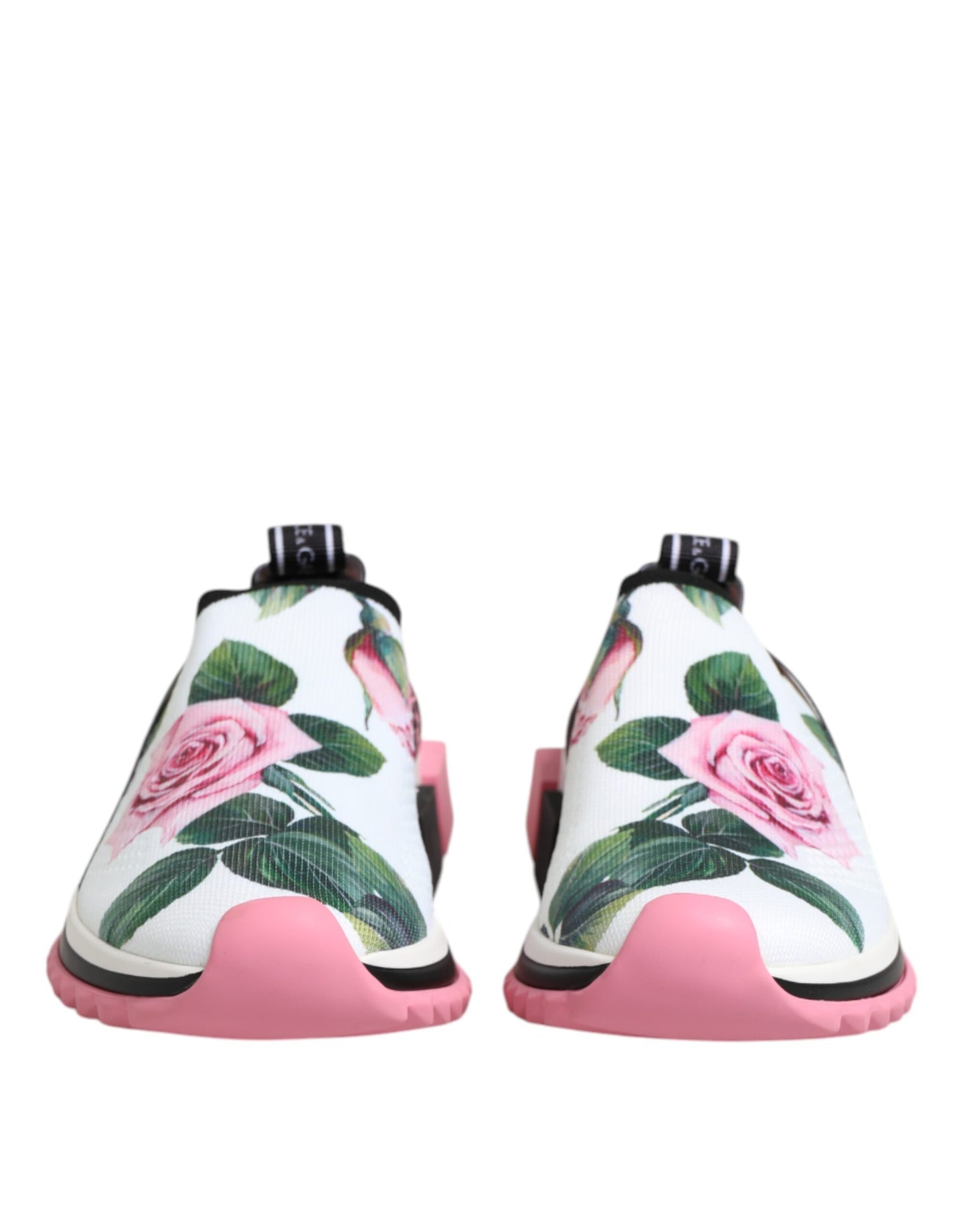 Dolce & Gabbana White Rose Print Sorrento Sneakers