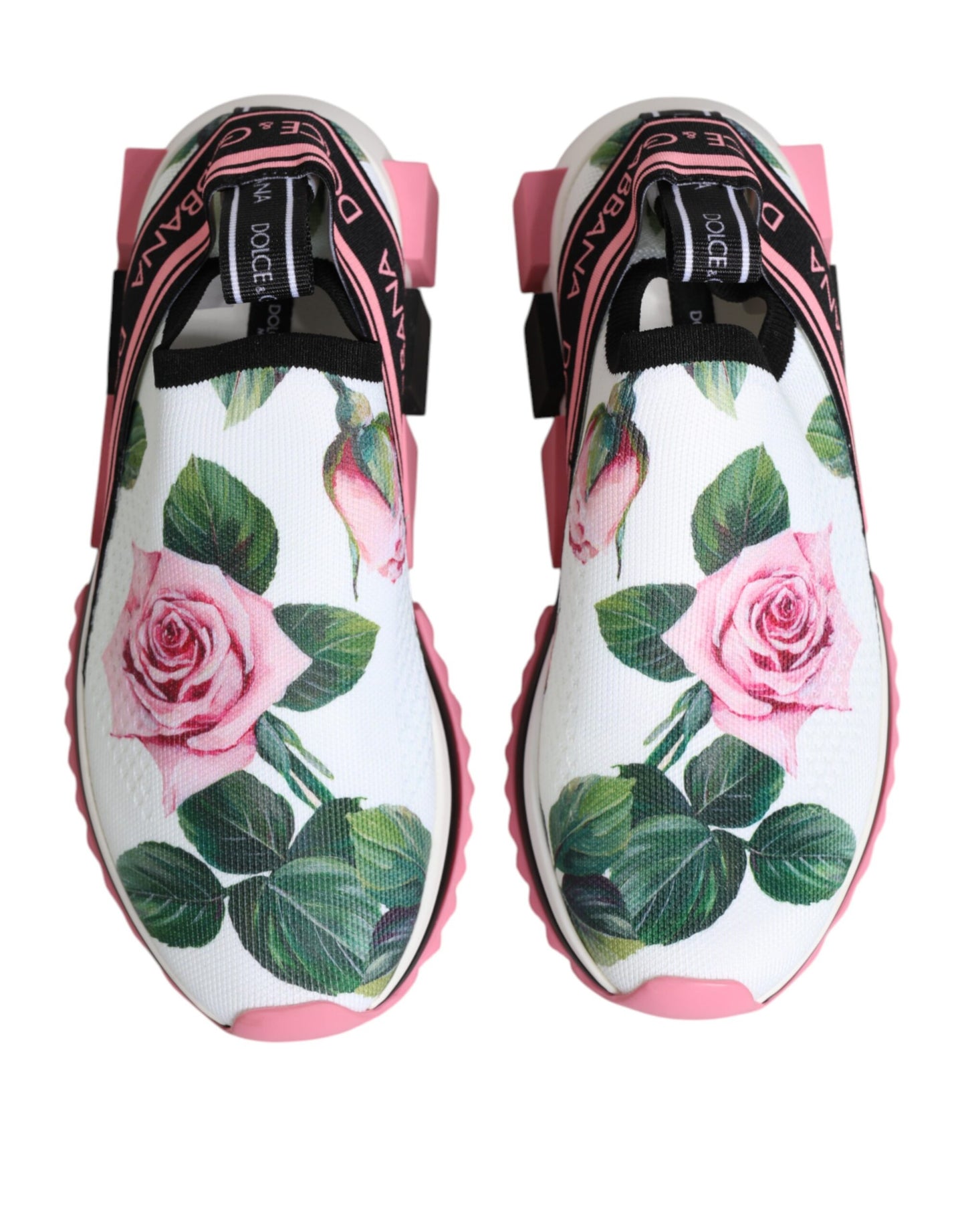 Dolce & Gabbana White Rose Print Sorrento Sneakers