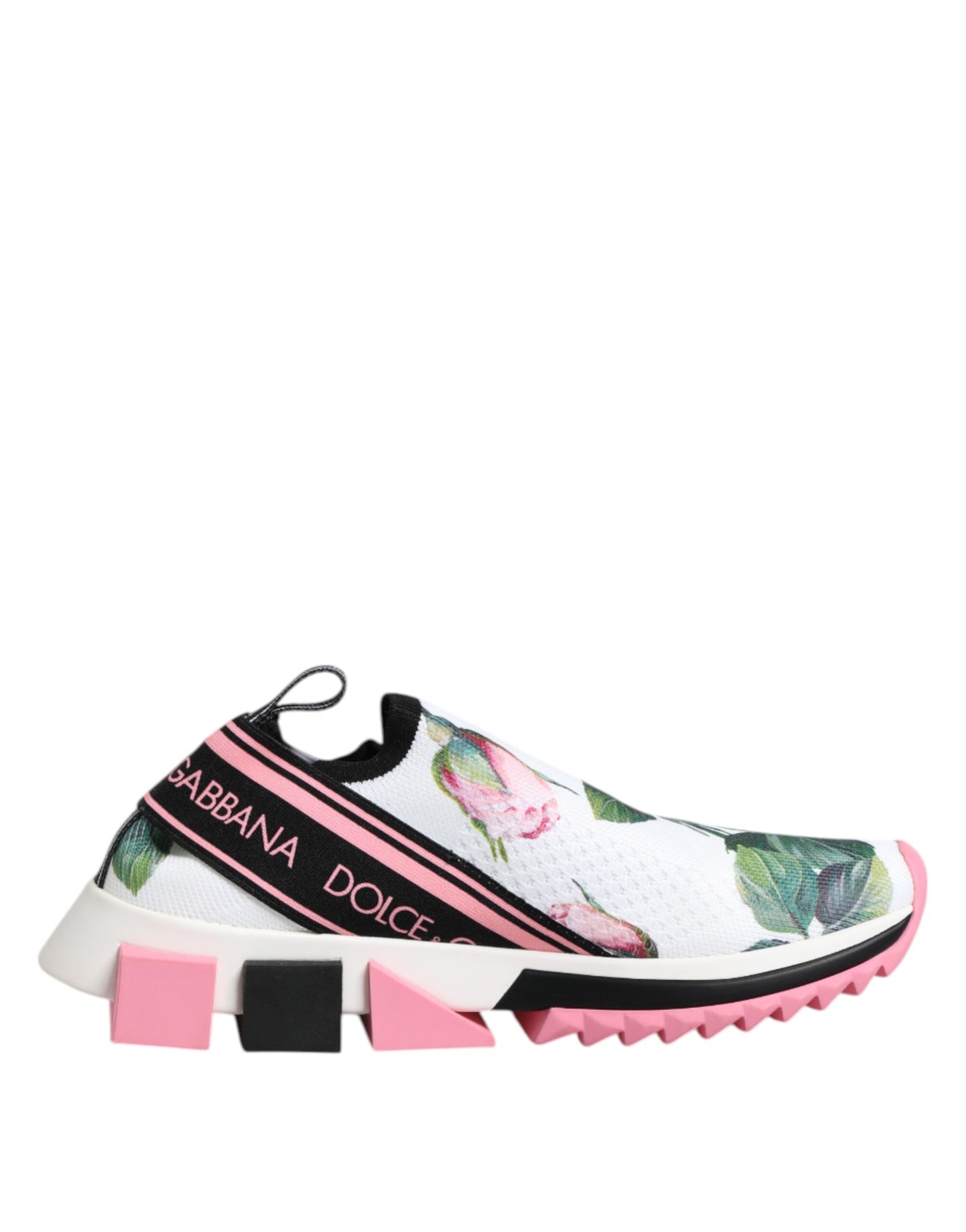 Dolce & Gabbana White Rose Print Sorrento Sneakers