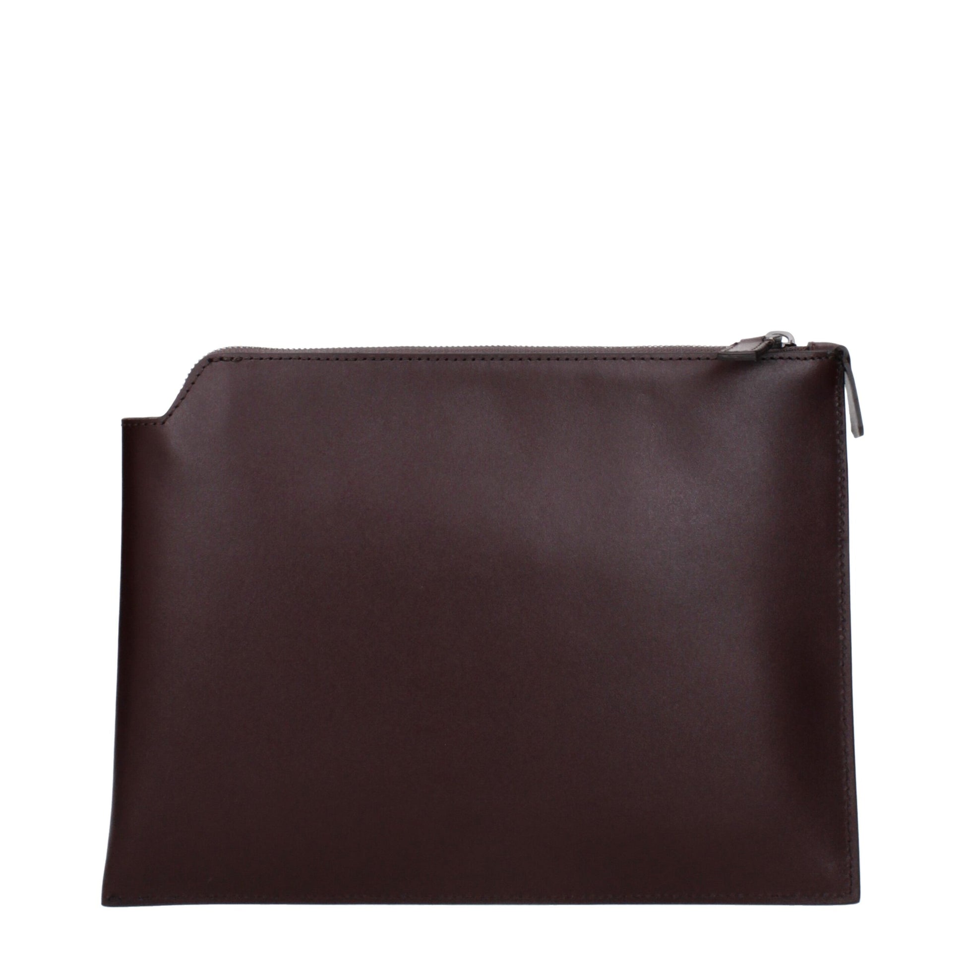 Pineider Brown Leather Clutch Bag