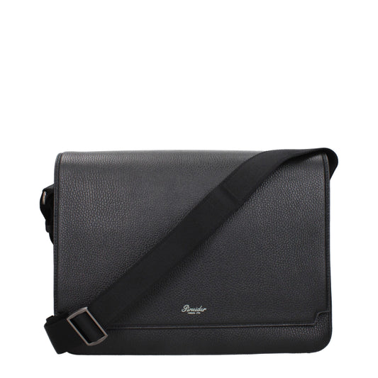 Pineider Black Leather Crossbody Bag