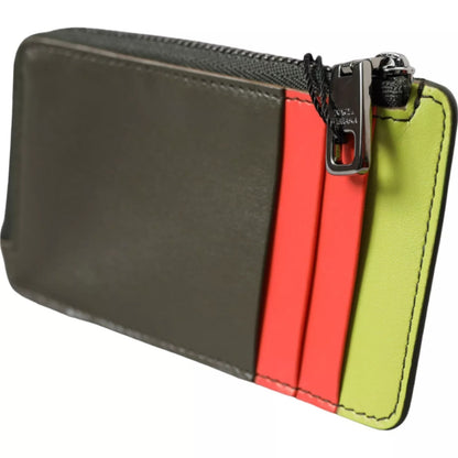 Dolce & Gabbana Multicolor Calfskin Leather Logo Card Holder Wallet