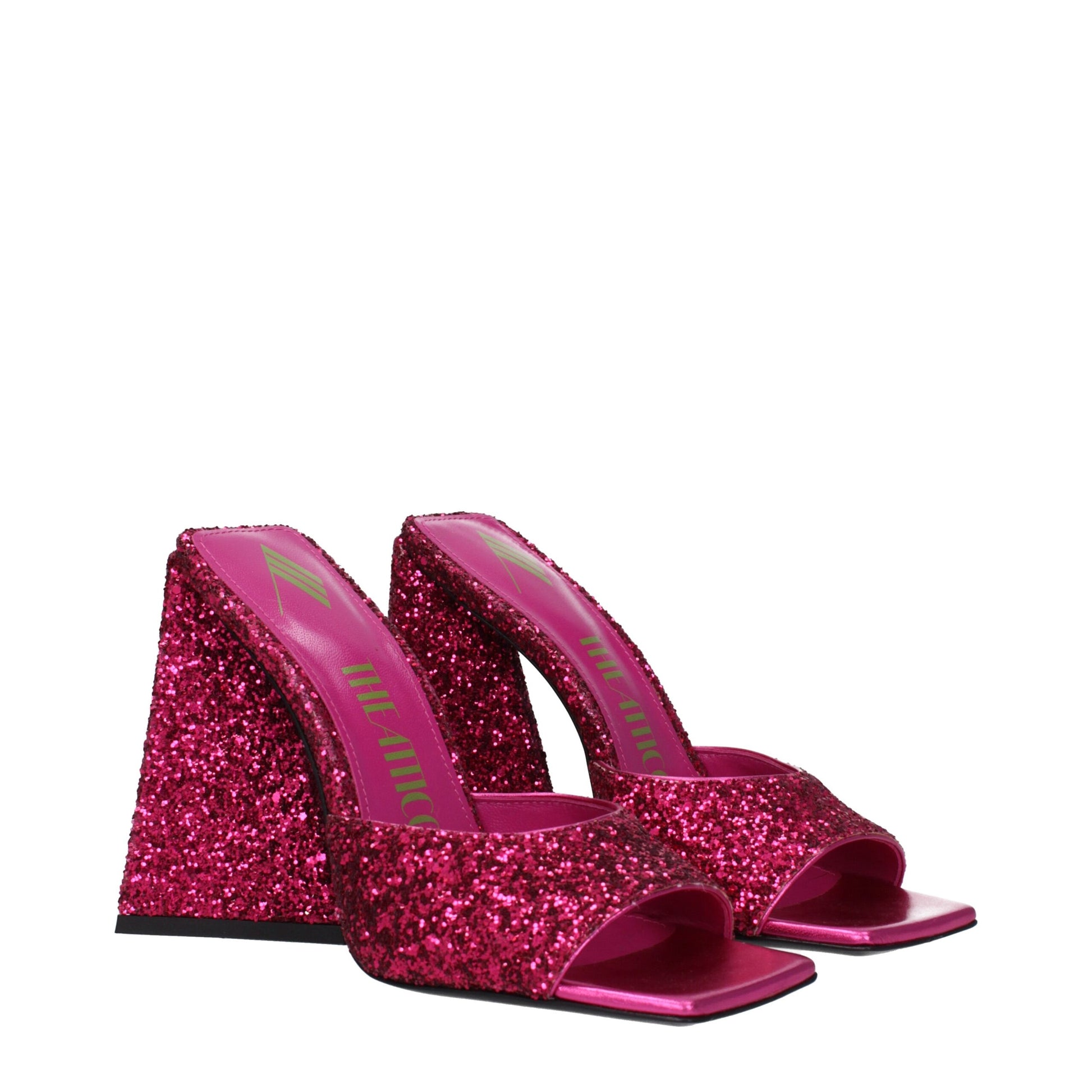 The Attico Pink Plastic Platforms - Glitter Fuchsia Sandals
