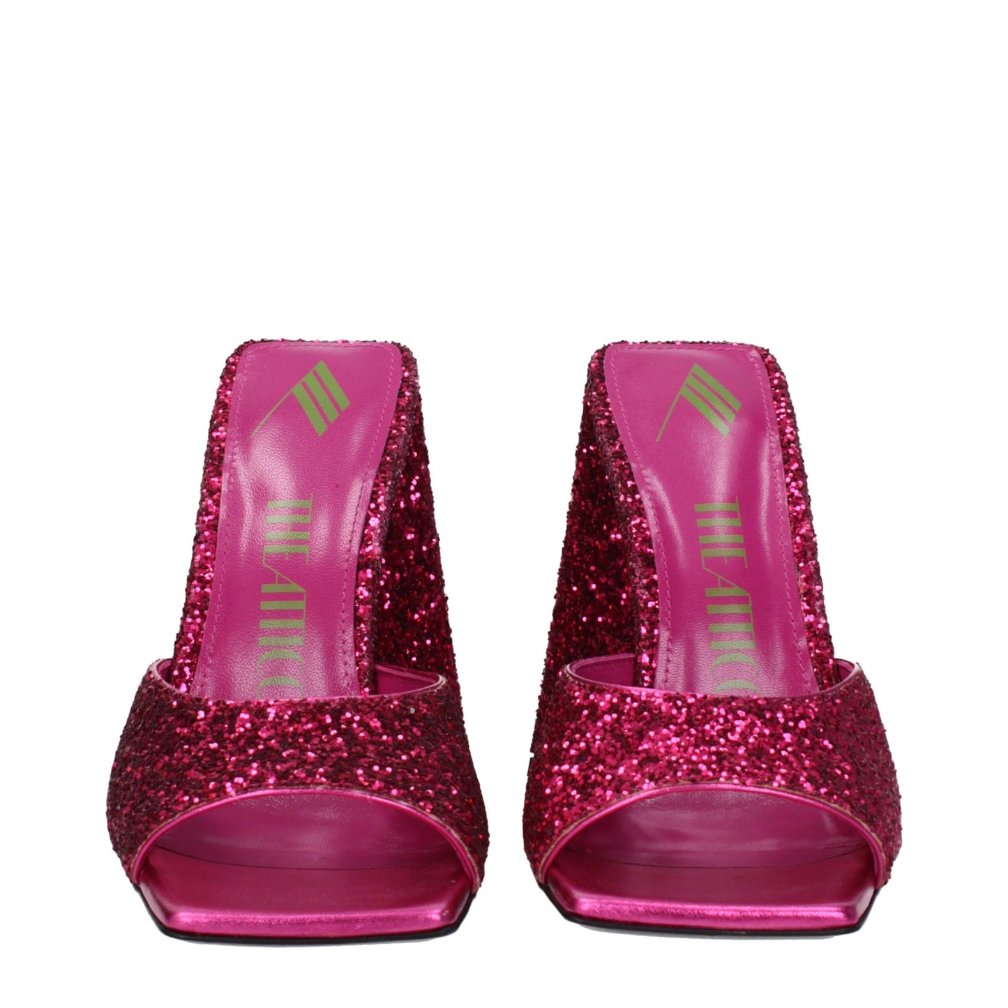 The Attico Pink Plastic Platforms - Glitter Fuchsia Sandals