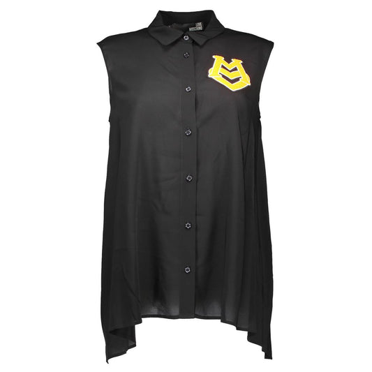 Love Moschino Black Viscose Shirt - Effortless Elegance